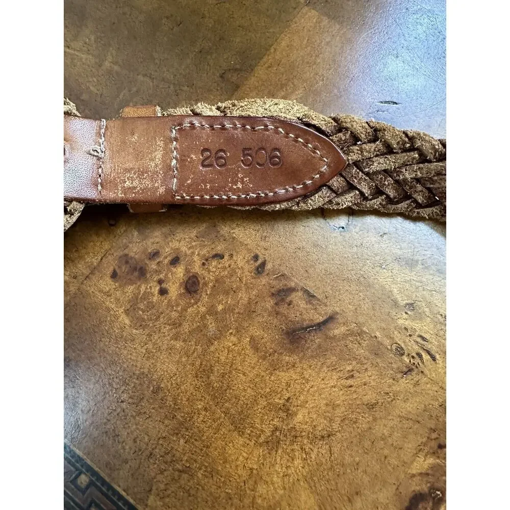 Vintage Brown Weaven Leather Belt Ladies 1x30”